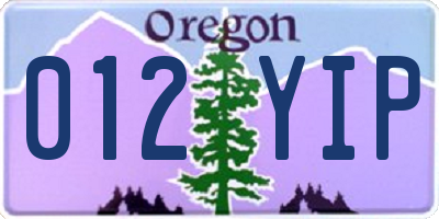 OR license plate 012YIP