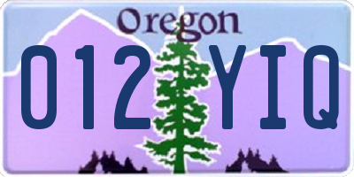 OR license plate 012YIQ