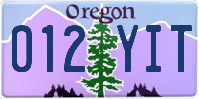 OR license plate 012YIT