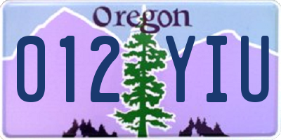 OR license plate 012YIU