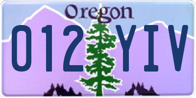 OR license plate 012YIV