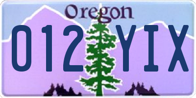OR license plate 012YIX