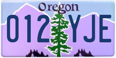OR license plate 012YJE