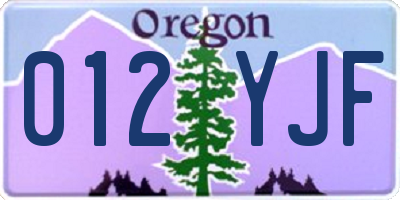 OR license plate 012YJF