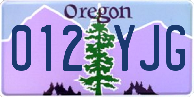 OR license plate 012YJG