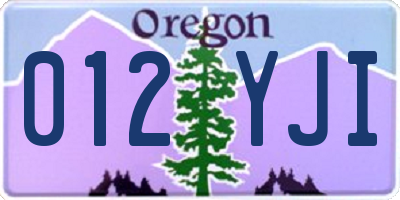 OR license plate 012YJI