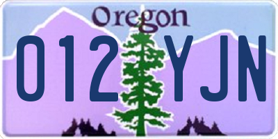 OR license plate 012YJN