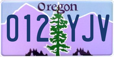 OR license plate 012YJV