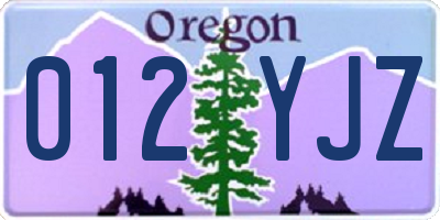 OR license plate 012YJZ