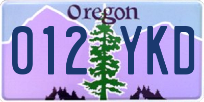 OR license plate 012YKD