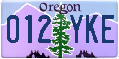OR license plate 012YKE