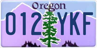OR license plate 012YKF