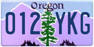 OR license plate 012YKG