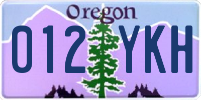 OR license plate 012YKH
