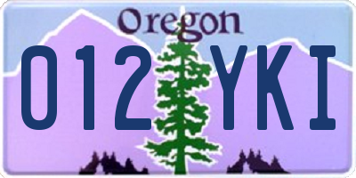 OR license plate 012YKI