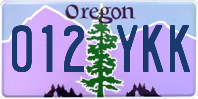 OR license plate 012YKK
