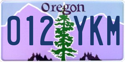 OR license plate 012YKM