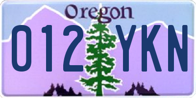 OR license plate 012YKN