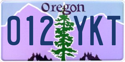 OR license plate 012YKT