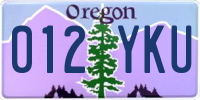 OR license plate 012YKU