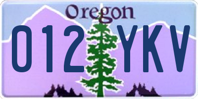 OR license plate 012YKV