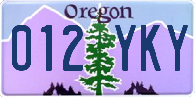 OR license plate 012YKY