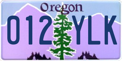 OR license plate 012YLK