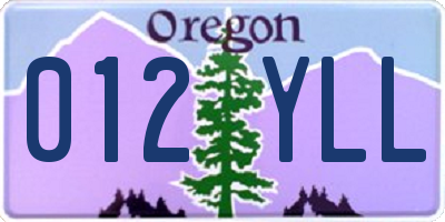 OR license plate 012YLL