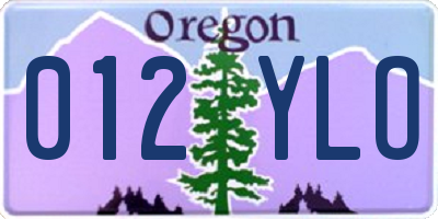OR license plate 012YLO
