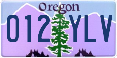 OR license plate 012YLV