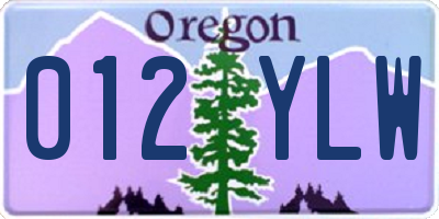 OR license plate 012YLW