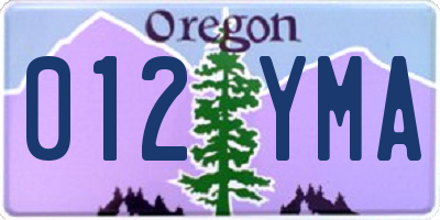 OR license plate 012YMA