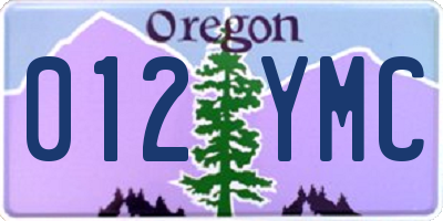 OR license plate 012YMC