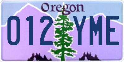 OR license plate 012YME