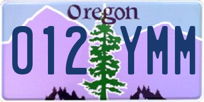 OR license plate 012YMM