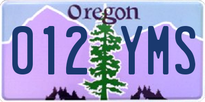 OR license plate 012YMS
