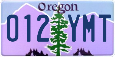 OR license plate 012YMT