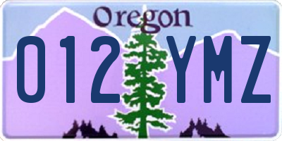 OR license plate 012YMZ