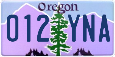 OR license plate 012YNA