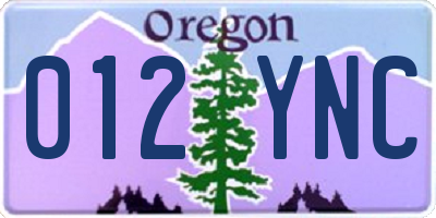 OR license plate 012YNC