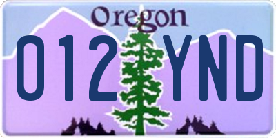 OR license plate 012YND