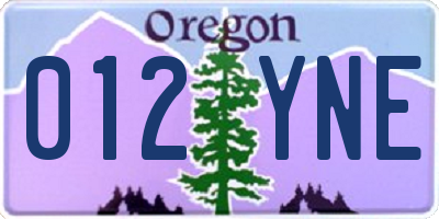 OR license plate 012YNE