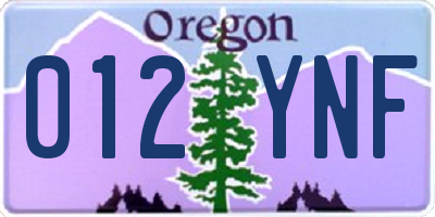 OR license plate 012YNF