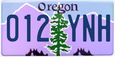 OR license plate 012YNH