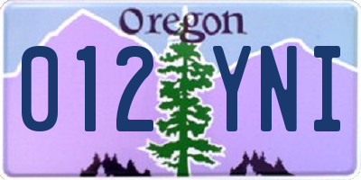 OR license plate 012YNI