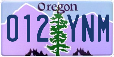 OR license plate 012YNM