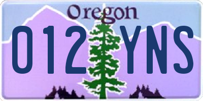 OR license plate 012YNS