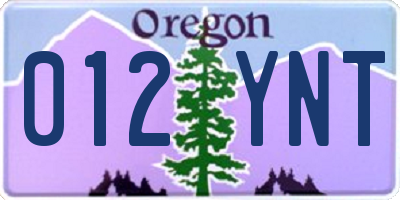 OR license plate 012YNT
