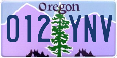 OR license plate 012YNV