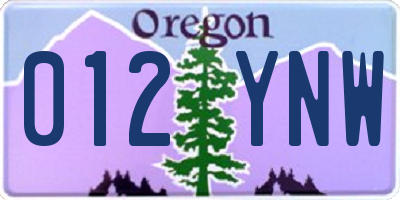 OR license plate 012YNW